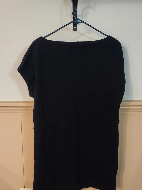 Trixie + Lulu Black Drawstring Waist T-Shirt Dress - Casual Knit Mini - Large - Picture 3 of 8
